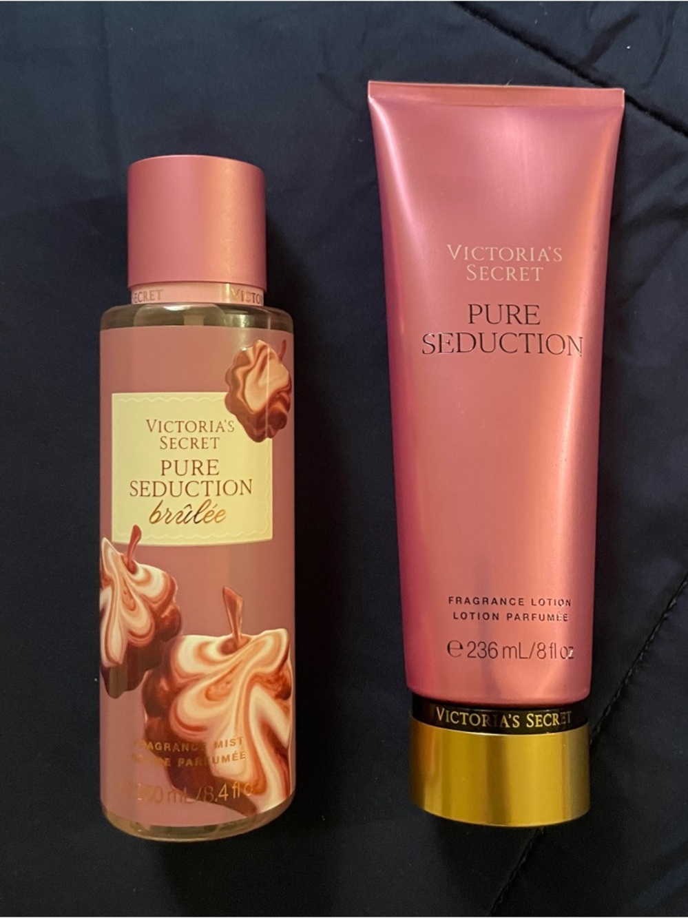 Victoria's Secret Pure Seduction Brûlée Pink & Gold Fragrance Mist and Lotion
